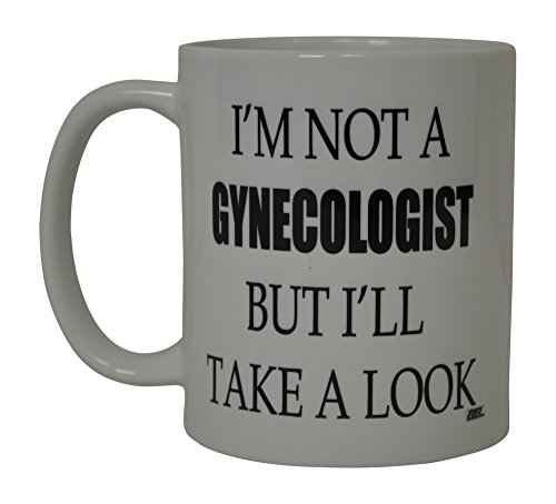 Rogue River Tactical Best Funny Dirty Coffee Mug - I'M Not a Gynecologist Sarcastic Novelty Cup, Gag Gift Idea for Men, 11 Oz, White