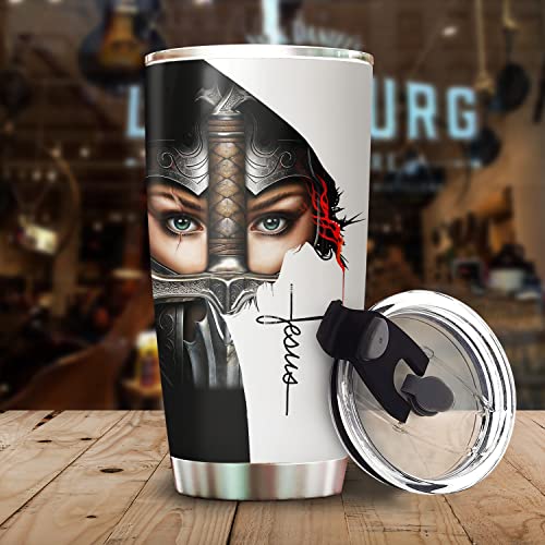 A Child of God Woman of Faith Warrior of Chirst Jesus Tumbler-Christian Gifts For Women Mom, Christmas Gifts, Birthday gifts for Women Wife Mom Mother Mama, 20oz Stainless Steel Tumbler Cup with Lid