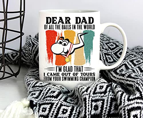 kobalo Christmas 2022 Mug Gifts For Dad, Dear Dad Of All The Balls In The World I'm Glad That I Came Out Of Yours Funny Novelty Coffee Mugs White 11 oz 15 Ounces, Birthday Gift for Dad