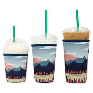baxendale and co iced coffee sleeve for cold drink cups 3 pack neoprene iced coffee sleeve cup sleeves for cold drinks reusable compatible with starbucks dunkin