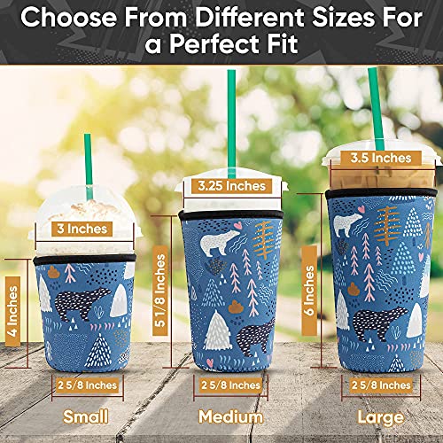 BAXENDALE AND CO Iced Coffee Sleeve for Cold Drink Cups 3 Pack Neoprene Iced Coffee Sleeve Cup Sleeves for Cold Drinks Reusable Compatible with Starbucks Dunkin