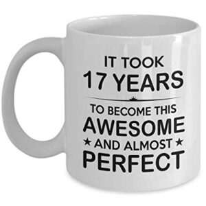 17th Birthday White Mugs For Him Her Men Women |Gifts For 17 Years Old Bday Party For Boys Girls Couple | 2006 Funny 11oz Coffee Cup Presents For Husband Wife | 17 Years of Awesome | Tesy home