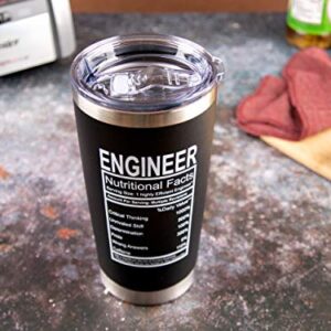 KLUBI Engineer Gifts - Large Travel Coffee Tumbler Mug 20oz - Funny Gift Idea for Mechanical, Electrical, Civil, Men, Women, Science, Nerd, Computer Programmer, Major, Grad