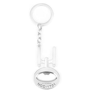star trek bottle opener keychain – uss enterprise ncc-1701 gold metal bottle opener keyring manual openers（silver）