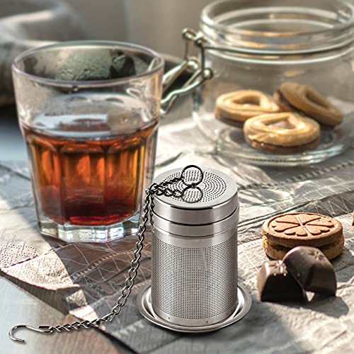Tea Infuser, Tea Strainer Fine Mesh Tea Filter 304 Stainless Steel Perfect Size with Extended Chain Hook to Brew Loose Leaf Tea, Tea Strainers 210601-1