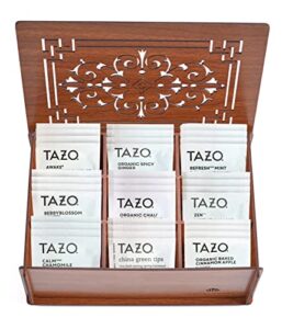 tazo tea bags sampler assortment box – 80 count – perfect variety pack in wood (mdf) gift box – gift for family, friends, coworkers (brown)