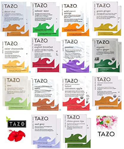 Tazo Tea Bags Sampler Assortment Box - 80 COUNT - Perfect Variety Pack in Wood (MDF) Gift Box - Gift for Family, Friends, Coworkers (Brown)