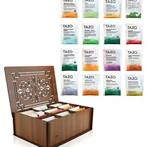 Tazo Tea Bags Sampler Assortment Box - 80 COUNT - Perfect Variety Pack in Wood (MDF) Gift Box - Gift for Family, Friends, Coworkers (Brown)