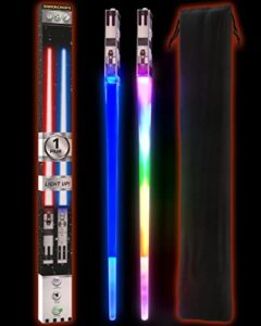 lightsaber chopsticks light up star wars chopsticks lightsaber cool chopsticks light saber led chopsticks, 1 pair, 8 color modes frost tips carry case