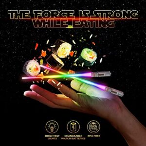 Lightsaber Chopsticks Light Up Star Wars Chopsticks Lightsaber Cool Chopsticks Light Saber Led Chopsticks, 1 PAIR, 8 Color Modes Frost Tips Carry Case