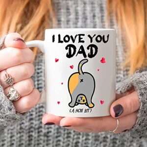 kobalo Best Father's Day gift I Love You Dad A Hole Lot Funny Cat Cute Lover Coffee Mugs Cups Tea Tops Novelty White 11 Oz 15 Oz