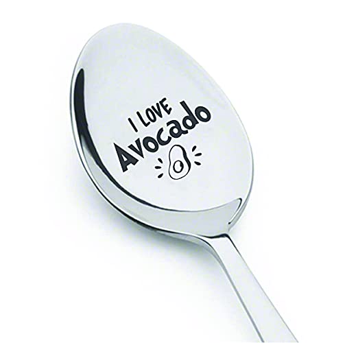 Avocado Lover Gift, Girlfriend Funny Avocado Lover Gift Avocado Gift | Gift For Wife From Husband | Son Gift | Vegan Gift For Men Women - I Love Avocado Engraved Teaspoon Gift - 7 Inch