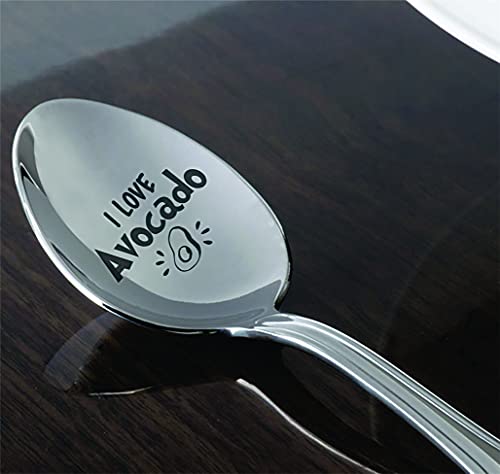 Avocado Lover Gift, Girlfriend Funny Avocado Lover Gift Avocado Gift | Gift For Wife From Husband | Son Gift | Vegan Gift For Men Women - I Love Avocado Engraved Teaspoon Gift - 7 Inch