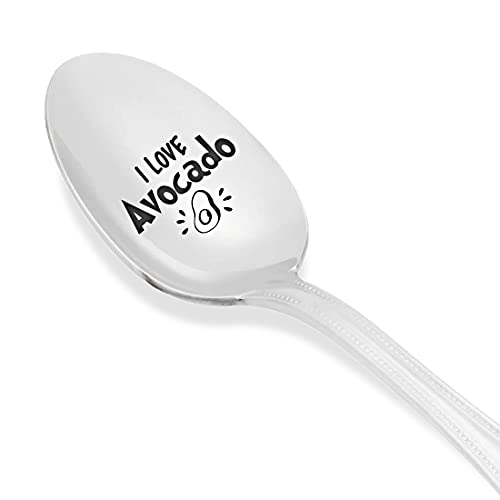 Avocado Lover Gift, Girlfriend Funny Avocado Lover Gift Avocado Gift | Gift For Wife From Husband | Son Gift | Vegan Gift For Men Women - I Love Avocado Engraved Teaspoon Gift - 7 Inch