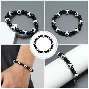 Holibanna Mens Beads Bracelet Men Beaded Bracelet Football Bracelets Soccer Shape Beads Wrist Chain Party Favor for Boy Men Plastic Beaded Wrist Jewelry Stocking Stuffer Treats