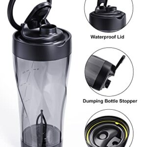 AIDEK Electric Protein Shaker Bottle, 22oz Blender Bottle for Protein Mixes, Tritan Body - BPA Free, Type-C Rechargeable Shaker Cup Portable Blender Cups (Black)