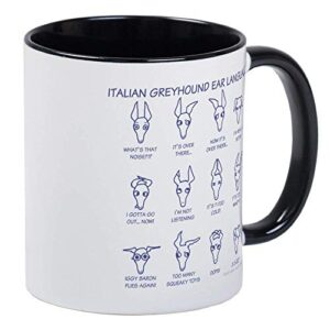 italian greyhound ears mug – ceramic 11oz ringer coffee/tea cup gift stocking stuffer