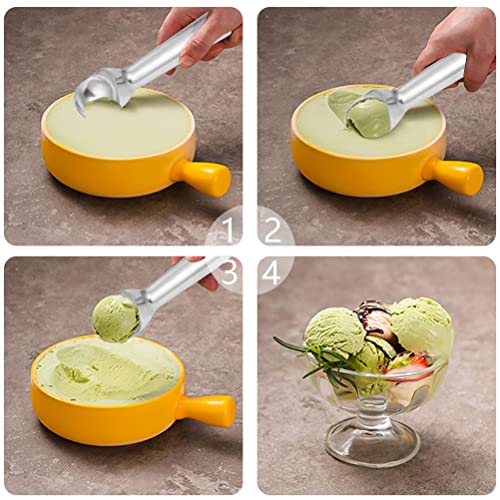 Ice Cream Scoop, 7 inches Nonstick Anti-Freeze Ice Cream Scooper Professional Watermelon Fruit Scooper Icecream Scoop Spoon Kitchen Tool Aluminum Design for Gelato, Cookie Dough, Sorbet(Silver)