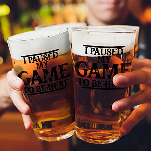 Toasted Tales Paused My Game To Be Here | GOT Style | Pint Beer Glass| Gamer Gifts for Men, Teenagers - Gamer Mode ON |Gamer Cup For Fathers Day | Video Gamer Mug Boys