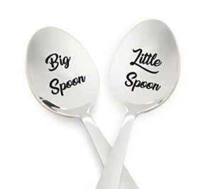 spoon gift for couple – christmas gift for twins | valentine gift | gift from parents to sibling | birthday/holiday gift for men women him her | big spoon little spoon – 7 inch