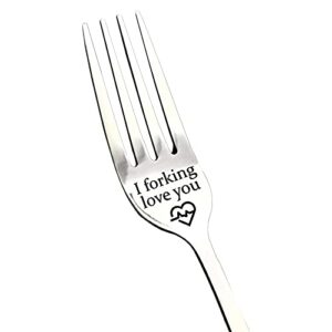 gifts for boyfriend anniversary valentines gifts i forking love you dinner forks, inspirational funny engraved forks, stainless steel table forks, 8 inches