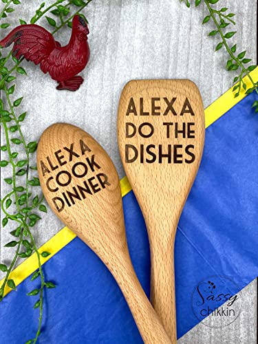 Alexa Cook Dinner Funny Wooden Spoon, Laser Engraved Gag Gift, Personalization Available, Funny Kitchen Gift, Alexa Kitchen, Stocking Stuffer