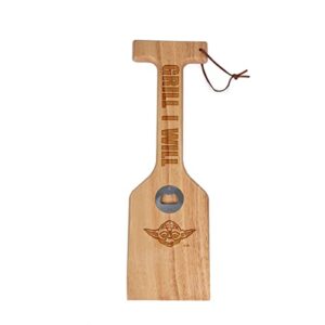 oniva – a picnic time brand – mandalorian yoda – hardwood bbq grill scraper with bottle opener, parawood