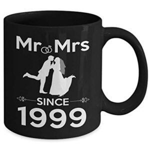 24th Wedding Anniversary Ideas For Men Him Her | Gifts For 24 Years Marriage For Husband Couple Parents | Mr And Mrs Since 1999 | 11oz Black Coffee Mug D187-1999