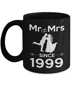 24th wedding anniversary ideas for men him her | gifts for 24 years marriage for husband couple parents | mr and mrs since 1999 | 11oz black coffee mug d187-1999