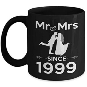 24th Wedding Anniversary Ideas For Men Him Her | Gifts For 24 Years Marriage For Husband Couple Parents | Mr And Mrs Since 1999 | 11oz Black Coffee Mug D187-1999