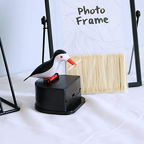 Jucaifu Little bird toothpick dispenser, creative push-type toothpick bird dispenser, toothpick holder. (black)