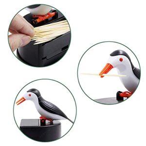 Jucaifu Little bird toothpick dispenser, creative push-type toothpick bird dispenser, toothpick holder. (black)