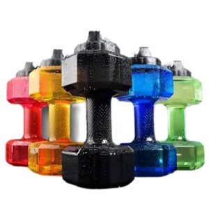 Jumigra Upgrade Dumbbell Shaped Water Bottle | Big Capacity 75 Oz (2.2 L)| BPA Free | Flip Top Leak Proof lid | 5 Colors(Black)