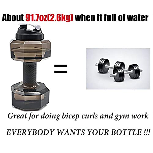 Jumigra Upgrade Dumbbell Shaped Water Bottle | Big Capacity 75 Oz (2.2 L)| BPA Free | Flip Top Leak Proof lid | 5 Colors(Black)
