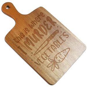 four orangutans this is where i murder vegetables funny engraved cutting board, funny farmhouse kitchen gift, gift for vegetarian lovers, vegan vegetarian gifts