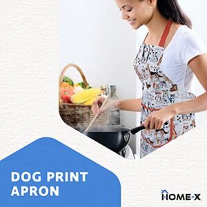 Home-X Dog-Print Apron, Cooking Apron for Women and Men, Professional Apron for Crafting, Dog Grooming, and More, One Size Fits Most