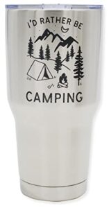funny camping gift for outdoorsmen – i’d rather be camping insulated stainless steel tumbler w lid, (30 ounce) – mug for camper travel, fathers day, birthday, coffee, dad, happy camper, rv accessories
