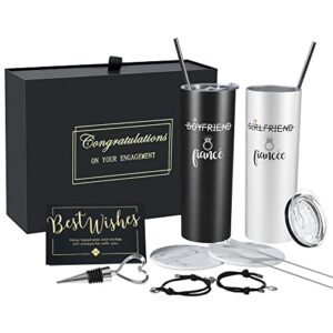 engagement gifts for couples – fiance & fiancee newly engaged gift for her & him bride & groom unique gifts for women party anniversary 20oz travel skinny tumbler