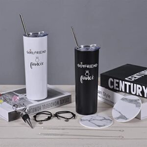 Engagement Gifts for Couples - Fiance & Fiancee Newly Engaged Gift for Her & Him Bride & Groom Unique Gifts for Women Party Anniversary 20oz Travel Skinny Tumbler