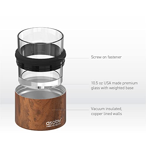 asobu Whiskey Glass with Insulated Stainless Steel Sleeve, 12 ounces (Natural Wood)