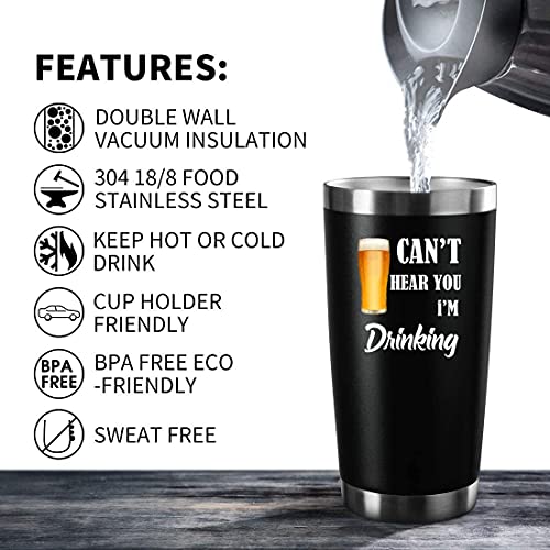 20 oz Insulated Tumblers with Lid & Straw Drinking Cups |Double Wall Stainless Steel Vacuum Coffee Wine Tumbler Funny Mug | Unique Christmas Gifts Stocking Stuffer for Adult(Black)