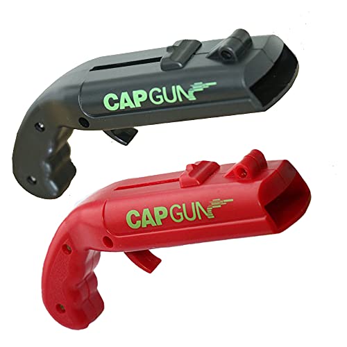 Beer-Cap-Gun,Funny Launcher Shooter Bottle Opener for Creative Drinking Game,Family Party,Bar Drinking,Outdoor Barbecue,Plastic (Black&Red)
