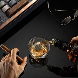 Whiskey Stones Gift Set for Men | Whiskey Glass and Stones Set with a Classy Gift Box, 6 Granite Round Whiskey Stones and 10oz Whiskey Glasses | Whiskey Lovers Gifts for Men, Dad, Husband, Boyfriend