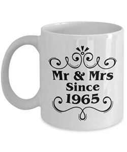 58th wedding anniversary for men him her women | gifts for 58 years of marriage party for wife husband couples | 1965 | 11oz coffee cup presents for parents mom dad | mr and mrs since 1965