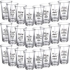 24 packs acrylic clear party shot glasses set 1.2 ounce heavy base shot glasses funny friends shot glasses for adult small glass shot cups, 8 styles