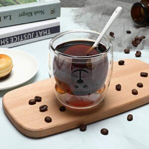 Cute Bear Tea Cup Duck Cat Coffee Mug Milk Double Wall Glass Chocolate Cappuccino Cup Gift for Women Men Office Christmas Birthday Valentine Gifts, 250 ML (Clear Bear, 1 Piece)