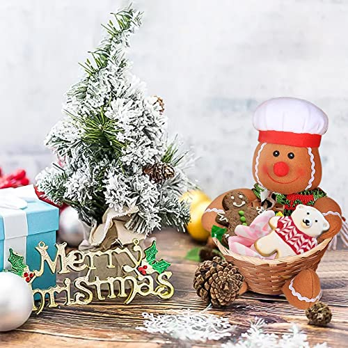 LINNNZI Christmas Candy Storage Basket, 2 Pack Reindeer Gingerbread Man Christmas Candy Dish, Cute Snack Sugar Desktop Container Box for Holiday Table Desk Christmas Decoration Gifts