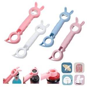 4 in 1 Bottle Opener, 4pcs Multifunction Jar Can Beer Bottle Opener, Kitchen Gadget Cap Opening with 4pcs Cartoon hook