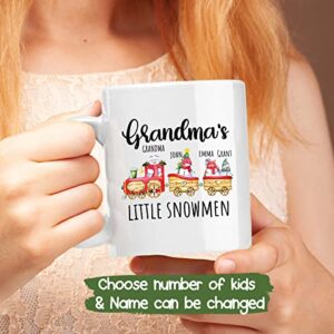 Grandma Gifts - Personalized Grandma's Little Snowmen Mug with Kids Names - Customized Coffee Cup Gift for Grandma - Grandma Snowman Tea Cup - Custom Xmas Mug for Grandma - White Cup 11oz or 15oz