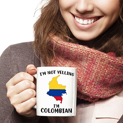 Funny Colombia Pride Coffee Mugs, I'm Not Yelling I'm Colombian Mug, Gift Idea for Colombian Men and Women Featuring the Country Map and Flag, Proud Patriot Souvenirs and Gifts